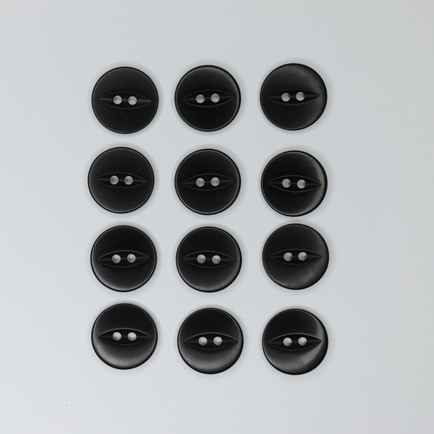 20mm Black Fisheye 2-Hole Buttons 12pk