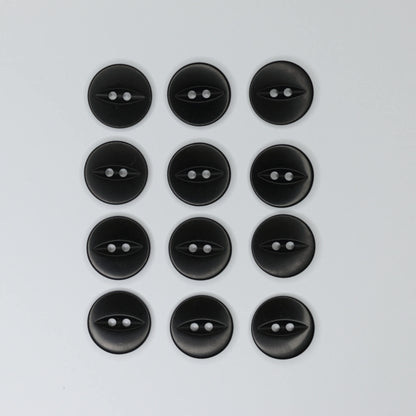 20mm Black Fisheye 2-Hole Buttons 12pk