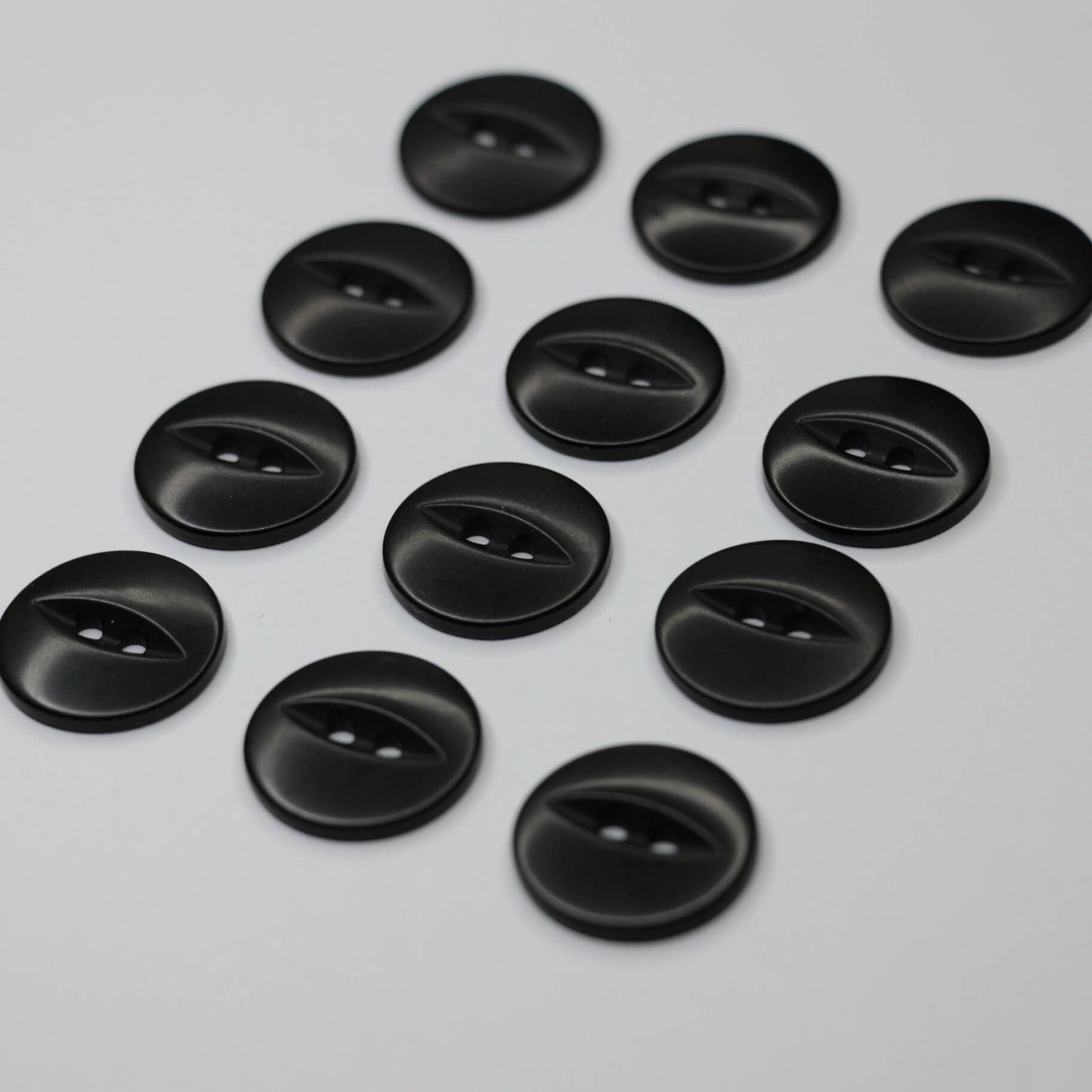 20mm Black Fisheye 2-Hole Buttons 12pk