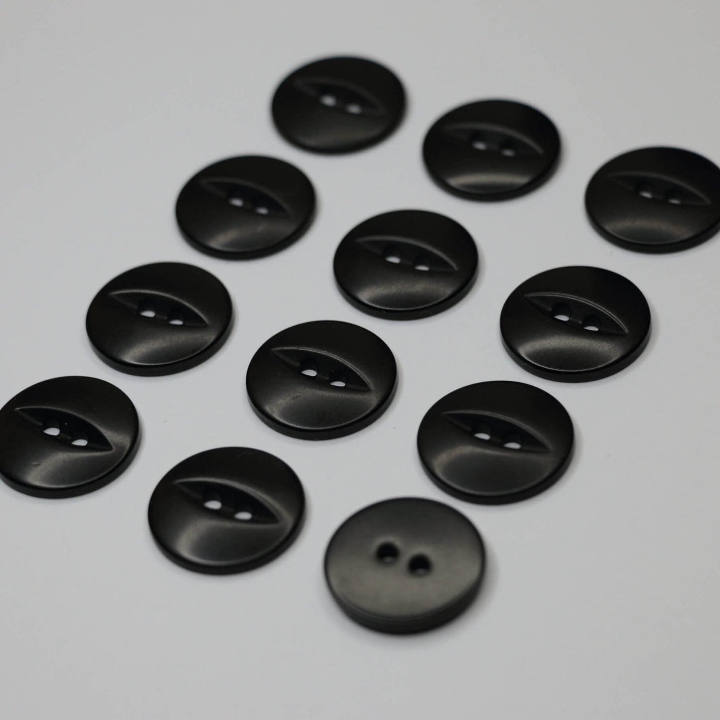 20mm Black Fisheye 2-Hole Buttons 12pk