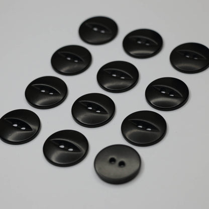 20mm Black Fisheye 2-Hole Buttons 12pk