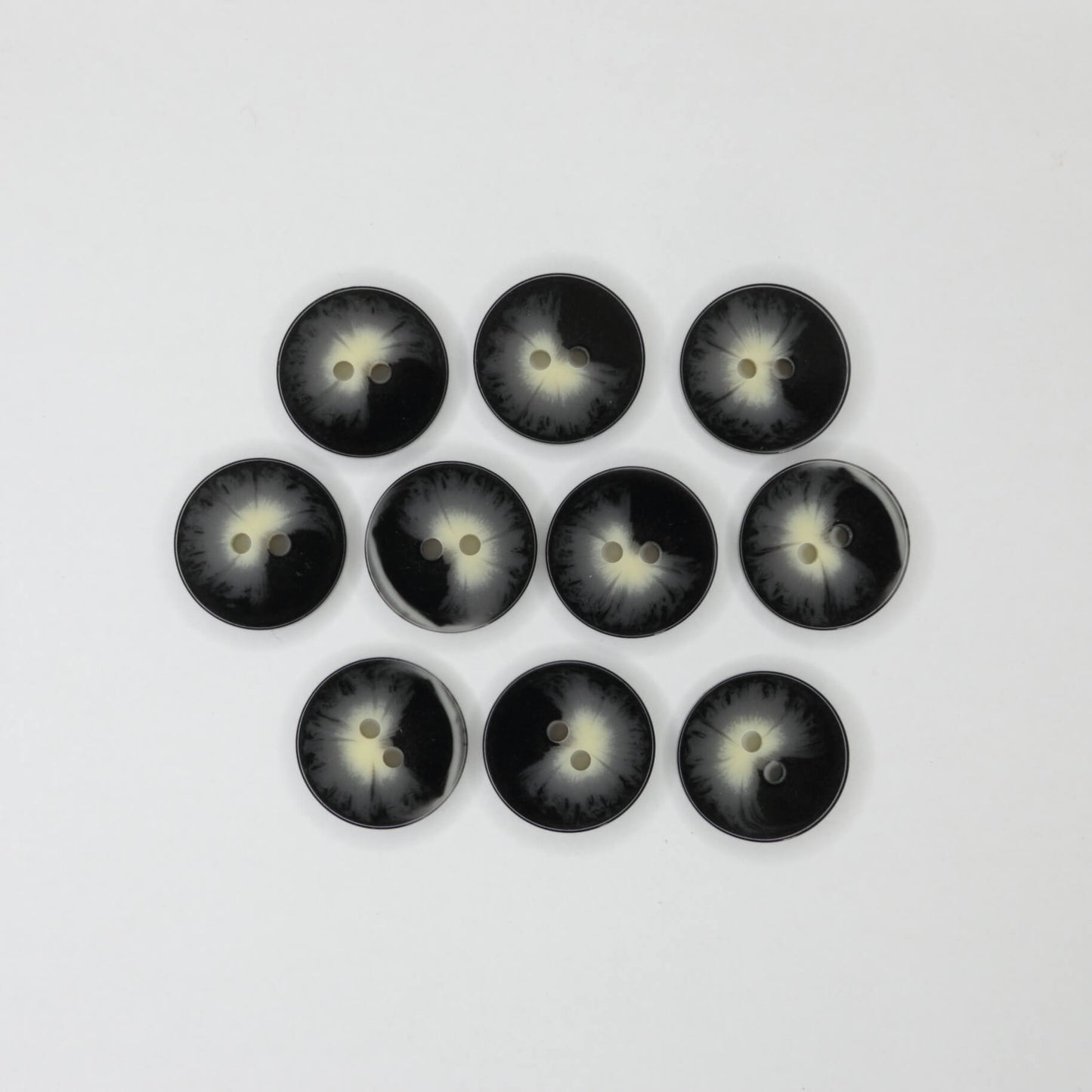 20mm Black & Cream Marble-Look 2-Hole Buttons 10pk