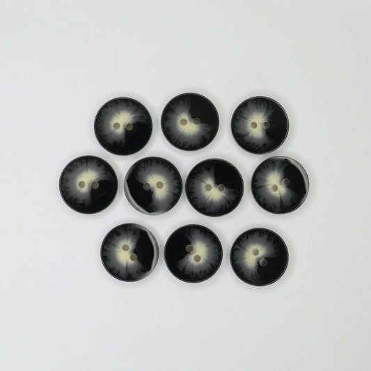 20mm Black & Cream Marble-Look 2-Hole Buttons 10pk