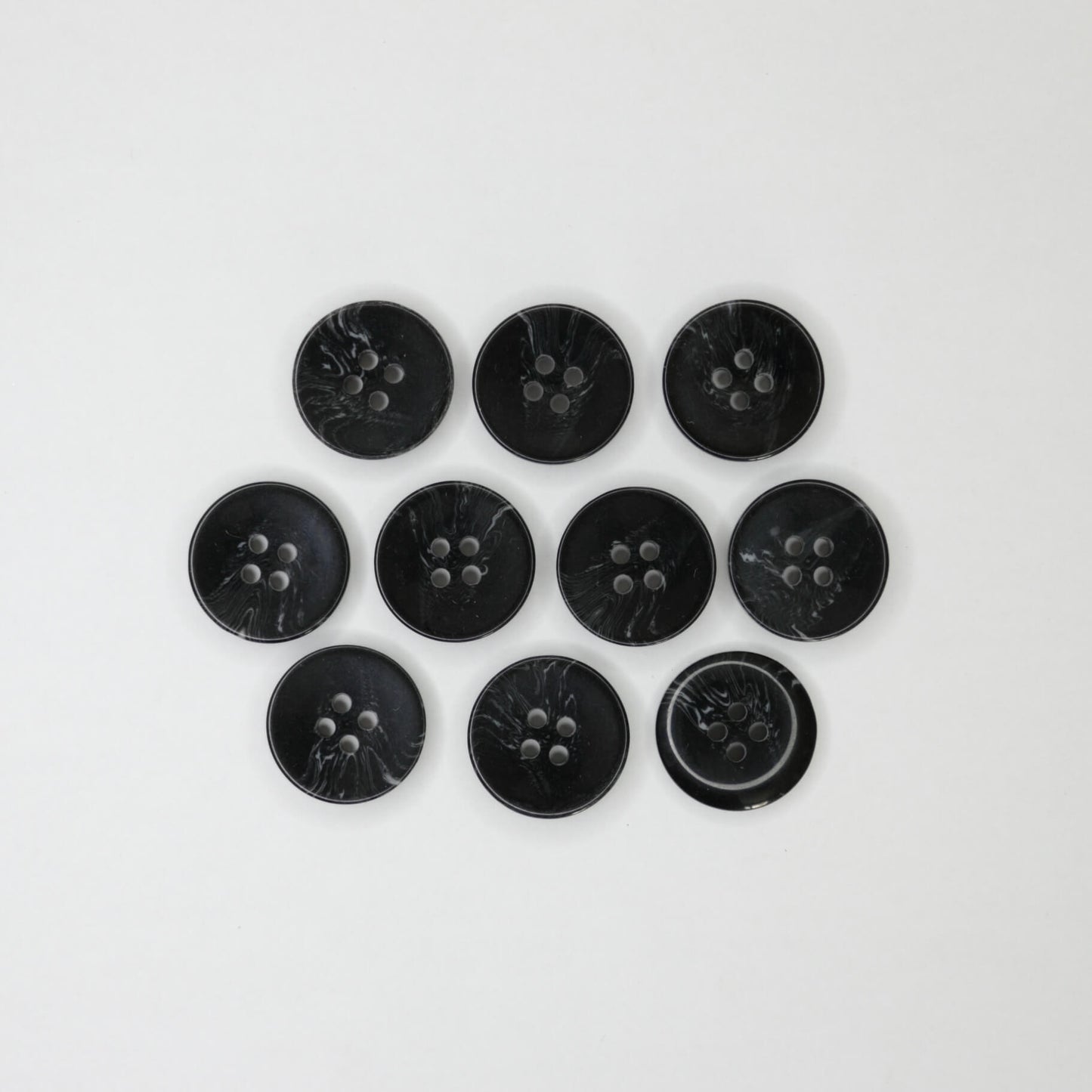 20mm Glossy Black Marble-Look 4-Hole Buttons 10pk