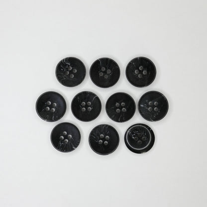 20mm Glossy Black Marble-Look 4-Hole Buttons 10pk