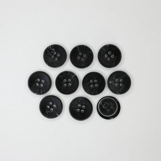 20mm Glossy Black Marble-Look 4-Hole Buttons 10pk