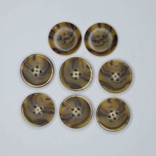 20mm Tan & Brown Horn 4-Hole Buttons 8pk