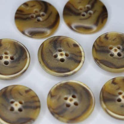 20mm Tan & Brown Horn 4-Hole Buttons 8pk