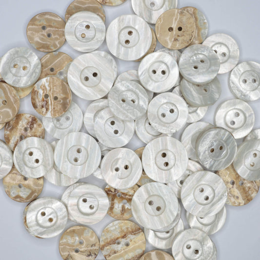 20mm Ivory Shell 2 Hole Buttons 10pk