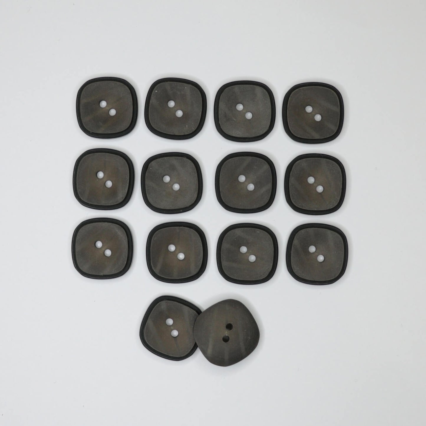 21m Square Grey 2-Hole Buttons 14pk