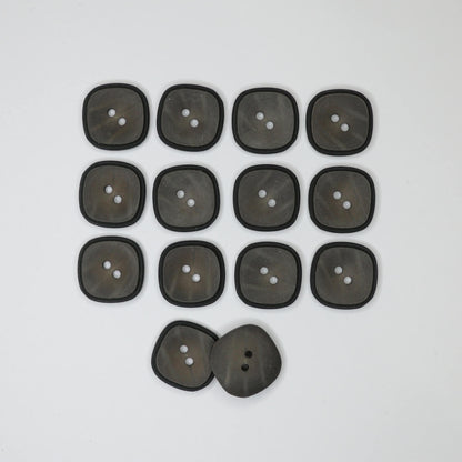 21m Square Grey 2-Hole Buttons 14pk