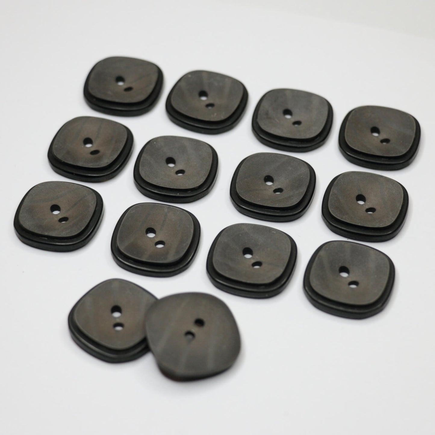 21m Square Grey 2-Hole Buttons 14pk