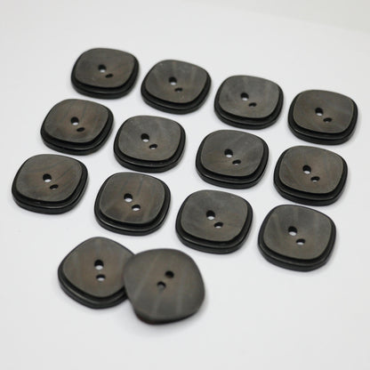 21m Square Grey 2-Hole Buttons 14pk