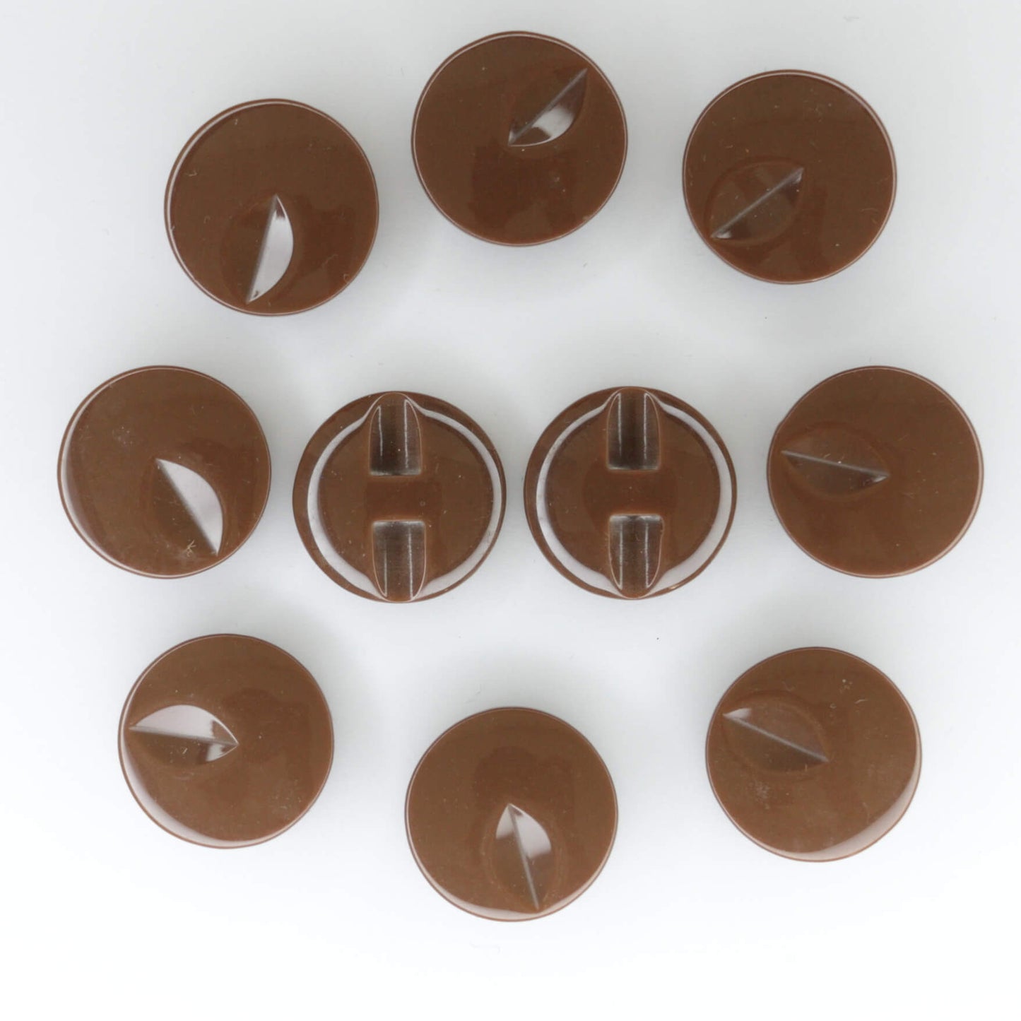 21mm Brown Dimple Bridge-Hole Buttons 10pk