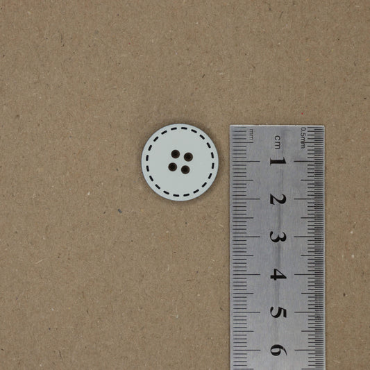 21mm White & Navy Stitch Border 4-Hole Buttons 12pk