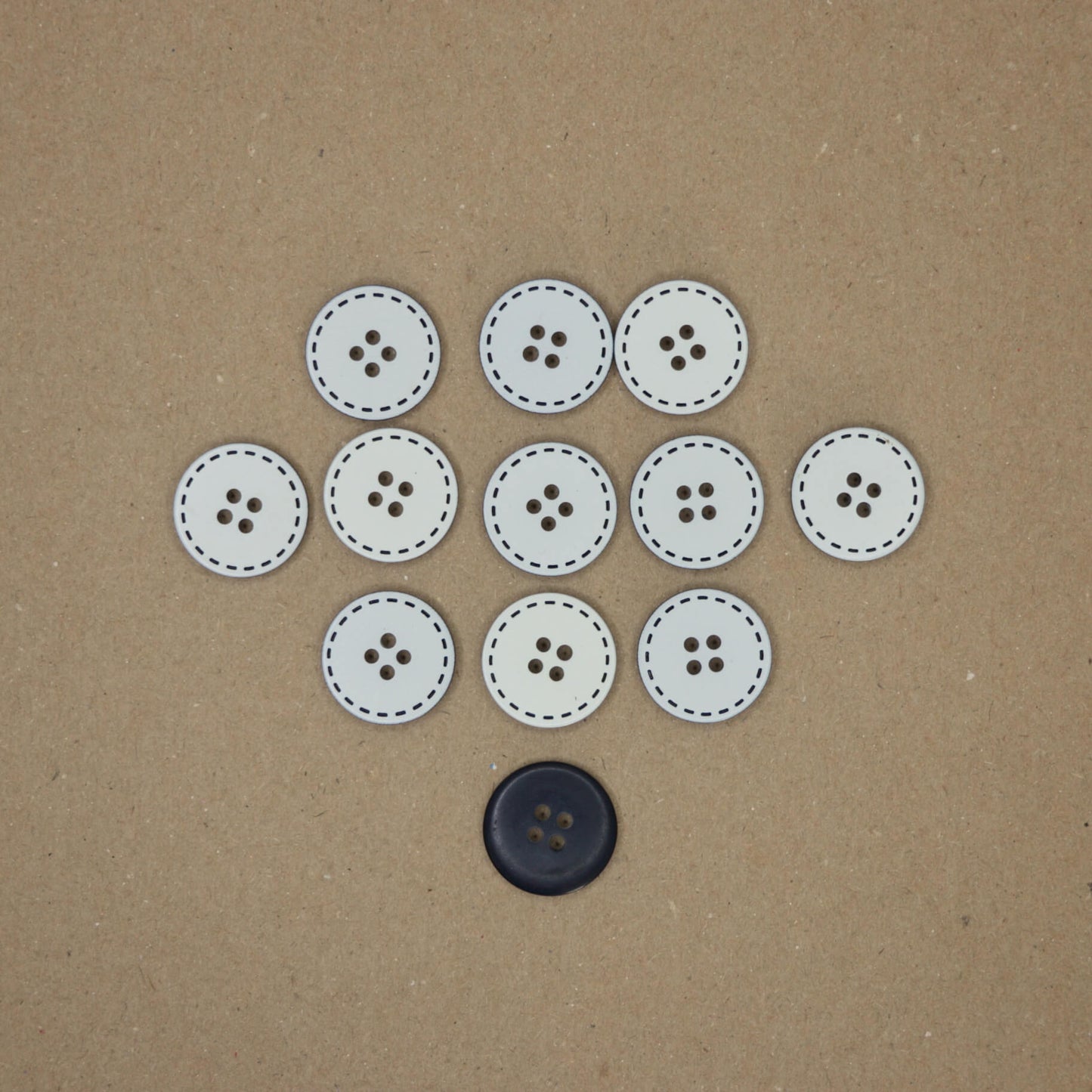 21mm White & Navy Stitch Border 4-Hole Buttons 12pk