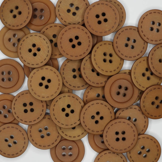 21mm Stitch-Border Brown 4 Hole Buttons 10pk