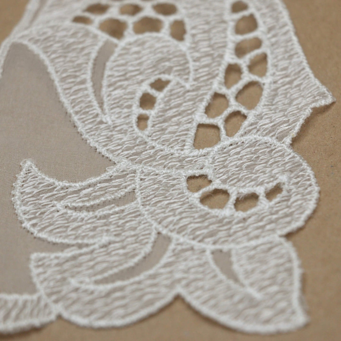 22cm x 10cm Pair White Lace Collars With Embroidered Design