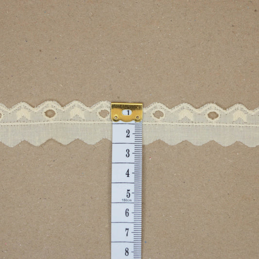 22mm Cream Broderie Anglaise Wavy Edge Trim per/metre