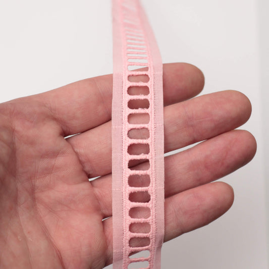 22mm Light Pink Guipure Type Lace Trim per/metre