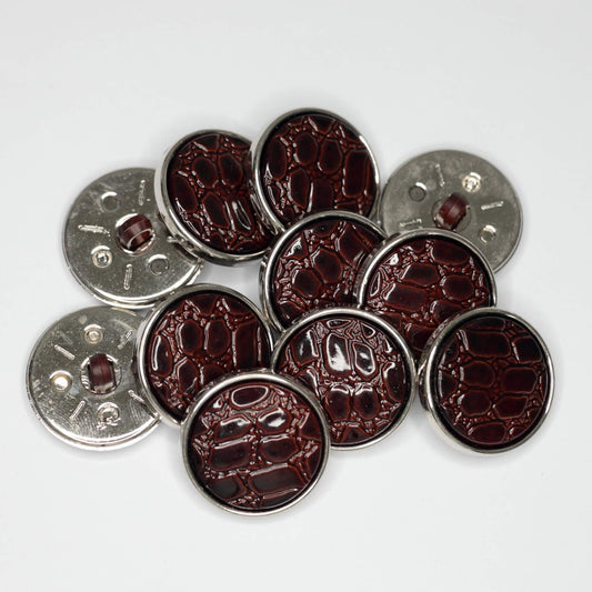 22mm Silver/Brown Snake Shank-Hole Buttons 6pk