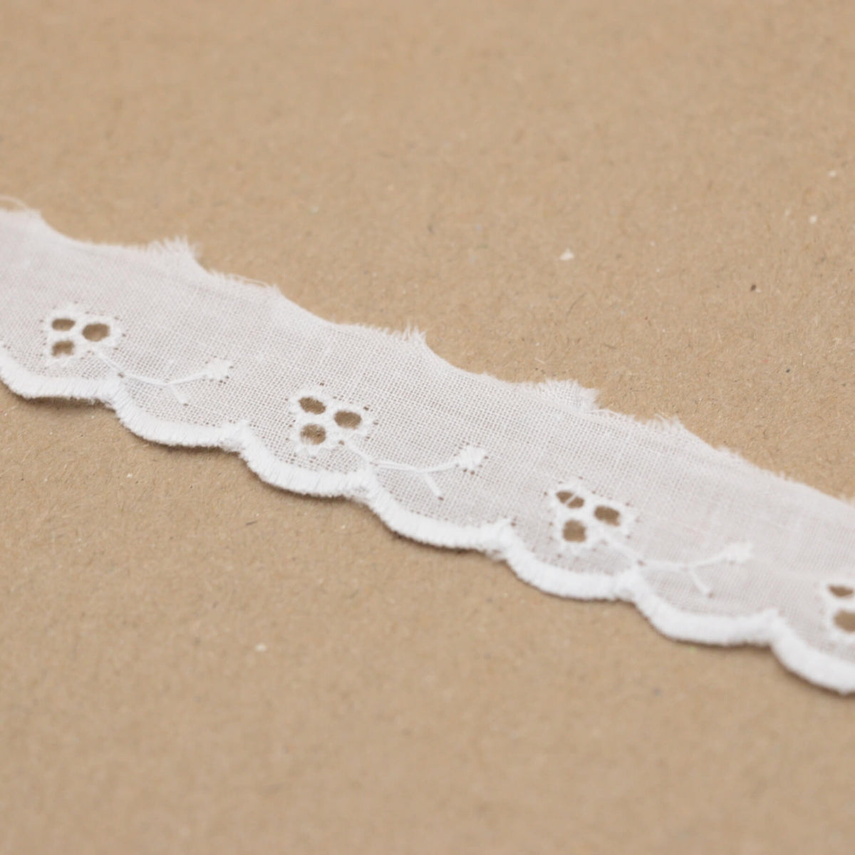 22mm White Broderie Anglaise Cherry Design Trim per/metre
