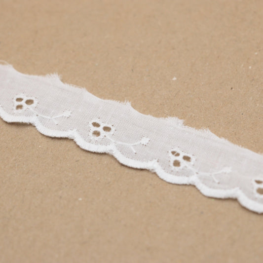 22mm White Broderie Anglaise Cherry Design Trim per/metre