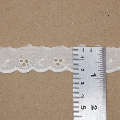 22mm White Broderie Anglaise Cherry Design Trim per/metre