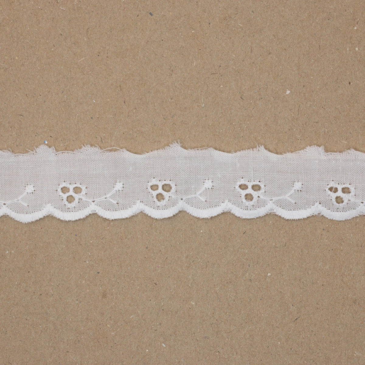 22mm White Broderie Anglaise Cherry Design Trim per/metre