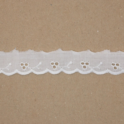 22mm White Broderie Anglaise Cherry Design Trim per/metre