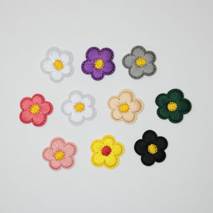 23mm Assorted Colour Embroidered Flowers Iron-On Patches 10pk