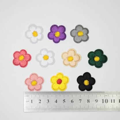 23mm Assorted Colour Embroidered Flowers Iron-On Patches 10pk
