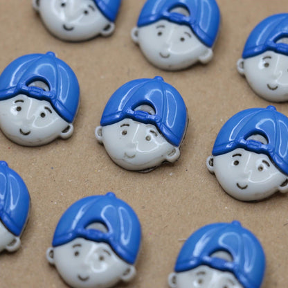 23mm Blue Cap Boy Shank-Hole Nylon Buttons 10pk