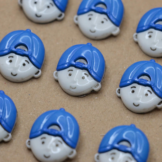 23mm Blue Cap Boy Shank-Hole Nylon Buttons 10pk