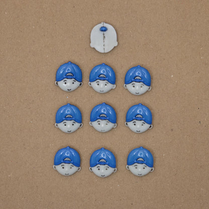 23mm Blue Cap Boy Shank-Hole Nylon Buttons 10pk