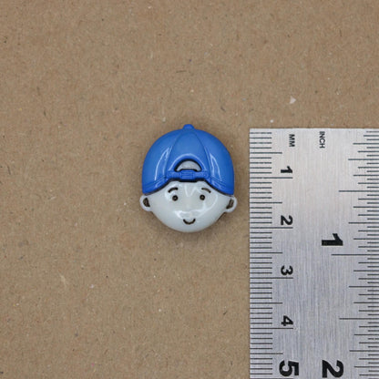 23mm Blue Cap Boy Shank-Hole Nylon Buttons 10pk