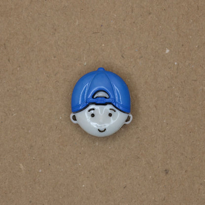 23mm Blue Cap Boy Shank-Hole Nylon Buttons 10pk