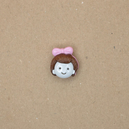 23mm Pink Bow Girl Shank-Hole Nylon Buttons 10pk
