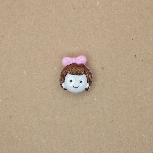 23mm Pink Bow Girl Shank-Hole Nylon Buttons 10pk