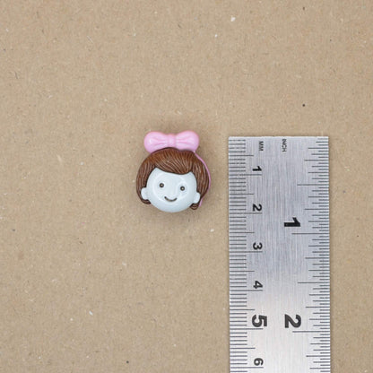 23mm Pink Bow Girl Shank-Hole Nylon Buttons 10pk