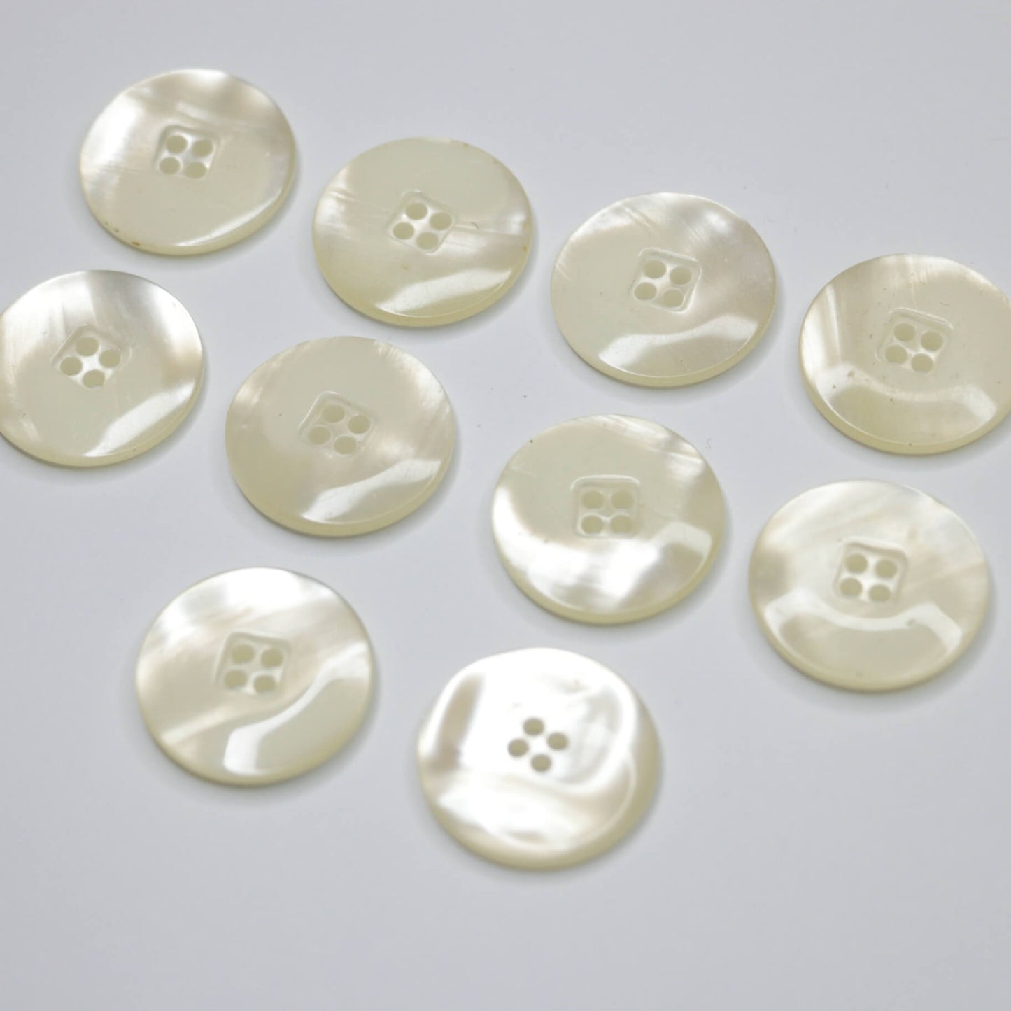 24mm Ivory Pearlescent 4-Hole Buttons 10pk