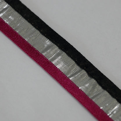 25mm Black/Burgundy Silver Trim per/metre