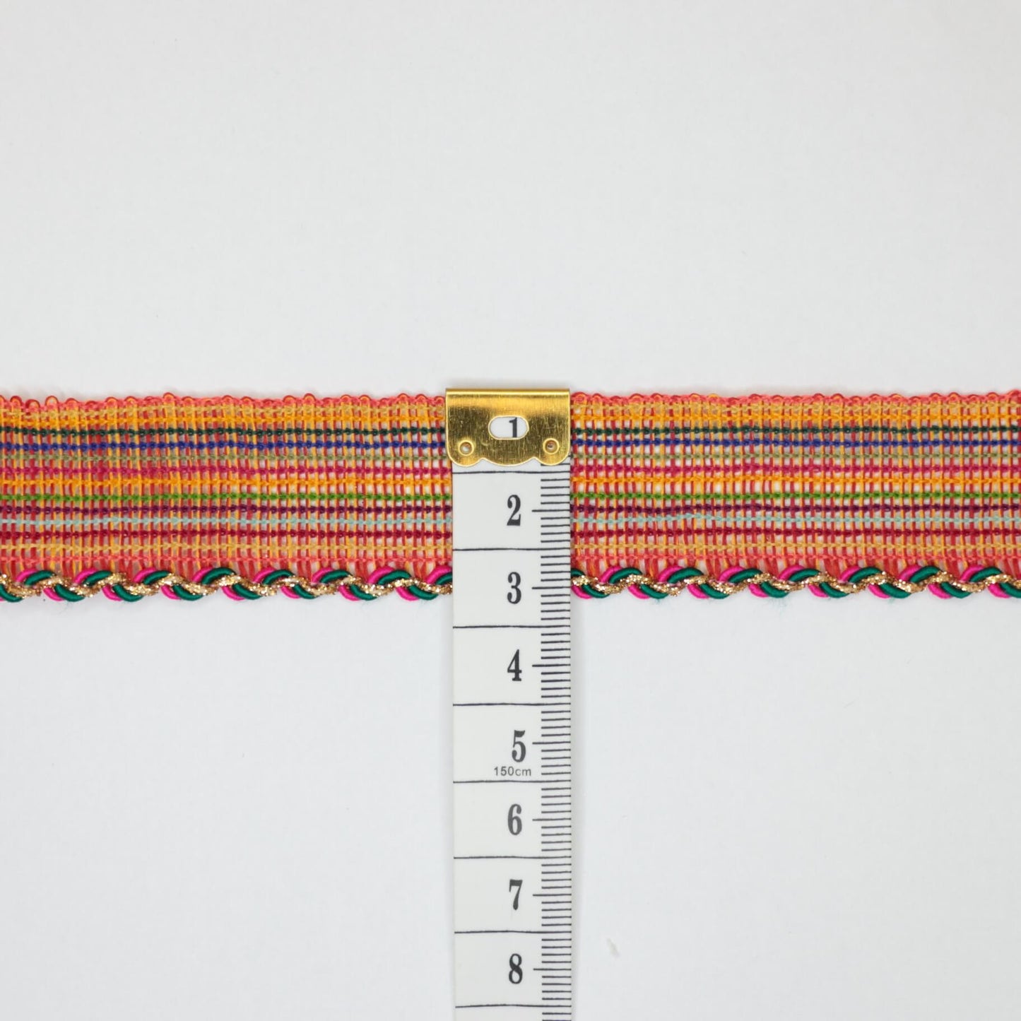 25mm Colourful Woven Trim w/Gold Edge per/metre