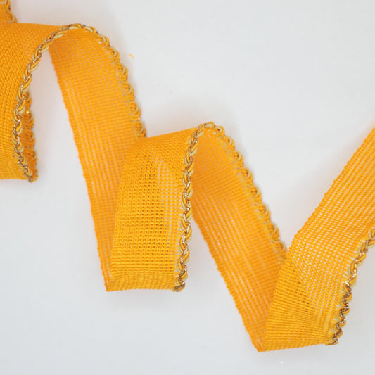 25mm Orange Woven Trim w/Gold Edge Trim per/metre