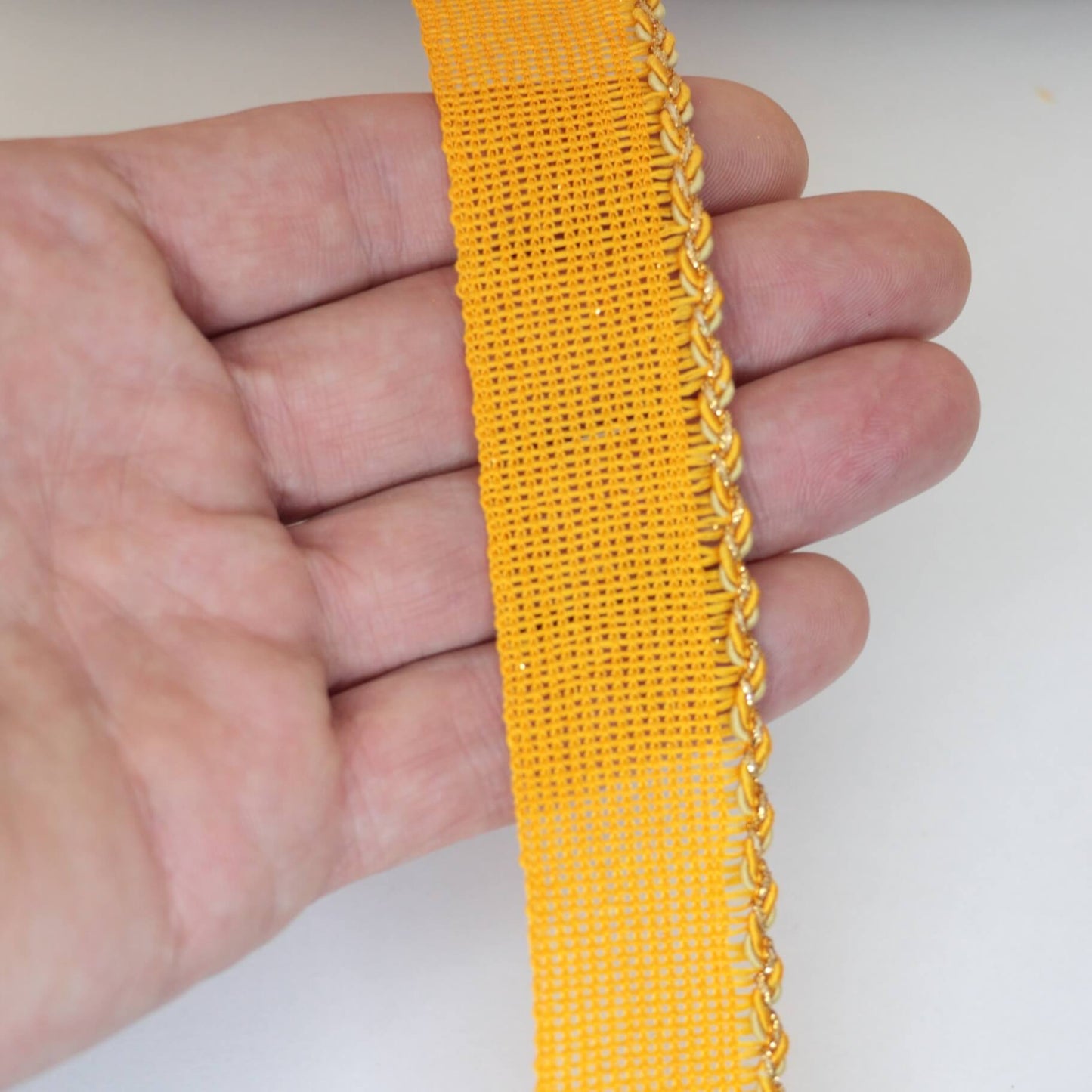 25mm Orange Woven Trim w/Gold Edge Trim per/metre