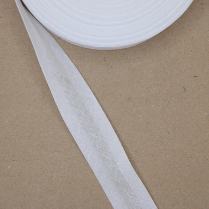 25mm White Cotton Folded Bias-Binding per/metre