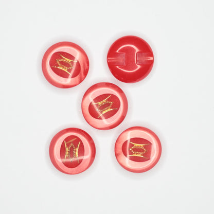 25mm Red/Gold Bridge-Hole Buttons 10pk