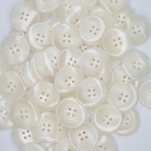 25mm White/Translucent 4 Hole Buttons 10pk