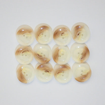 26mm Cream & Tan 2-Hole Buttons 12pk