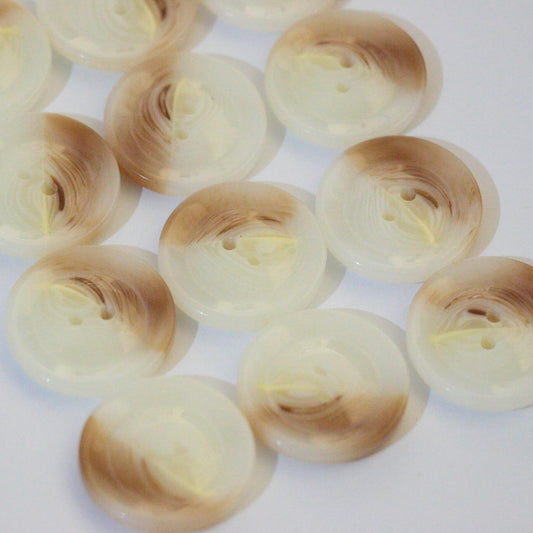26mm Cream & Tan 2-Hole Buttons 12pk
